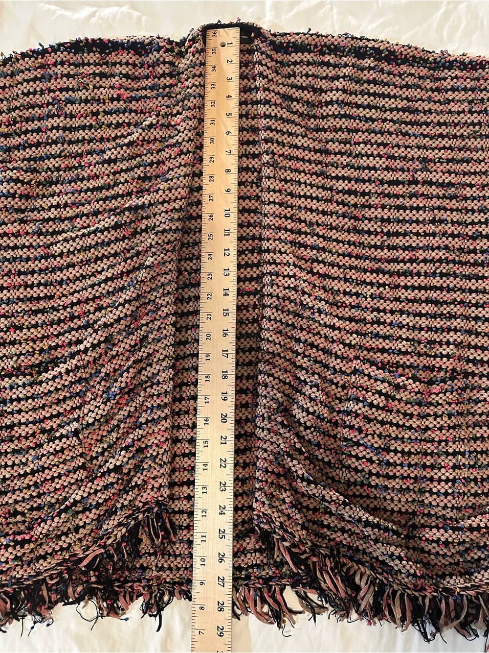 ETRO Boucle Knit Fringe Cardigan Sweater Small Multicolor Tweed Italy Boho Luxe - Picture 9 of 14
